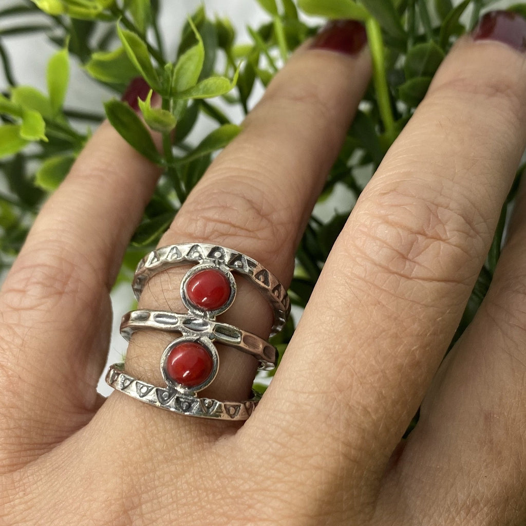 Anillo de Plata con coral rojo - Komodo-fv