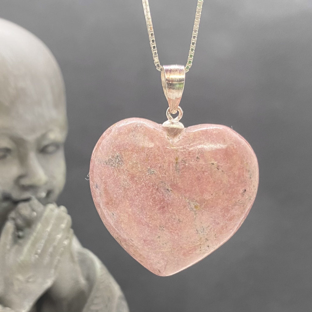 Collar de plata con corazon de Rodonita - Komodo-fv