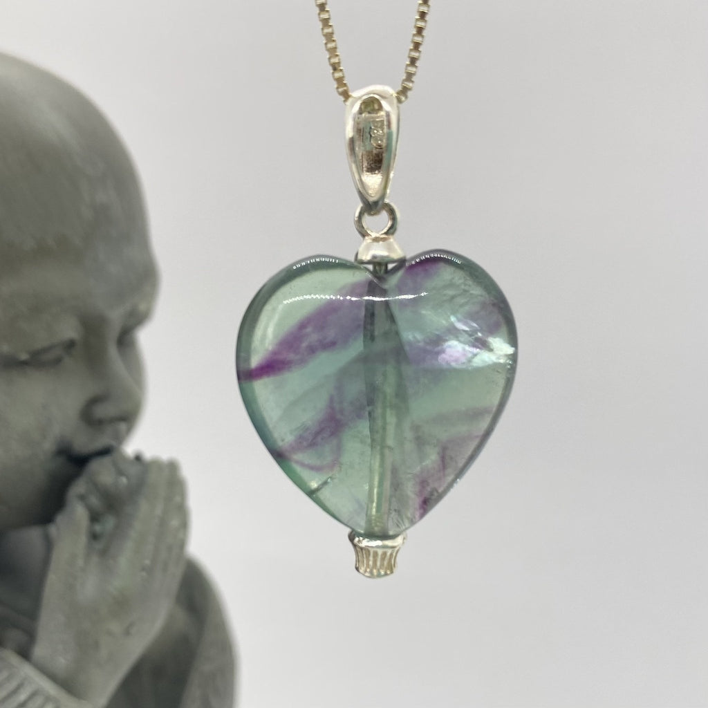 Collar de plata y corazon de Flourita - Komodo-fv