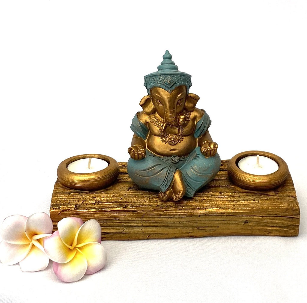 Porta vela doble con Ganesha - Komodo-fv