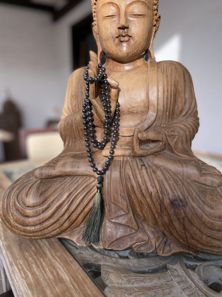 Rosario “mala tibetana” de 108 cuentas de Hematites - Komodo-fv
